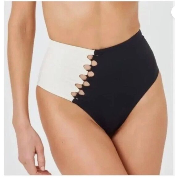 L*Space Other - NWT L Space Anthropologie Black Cream Solstice Classic Bikini Bottom Sz S